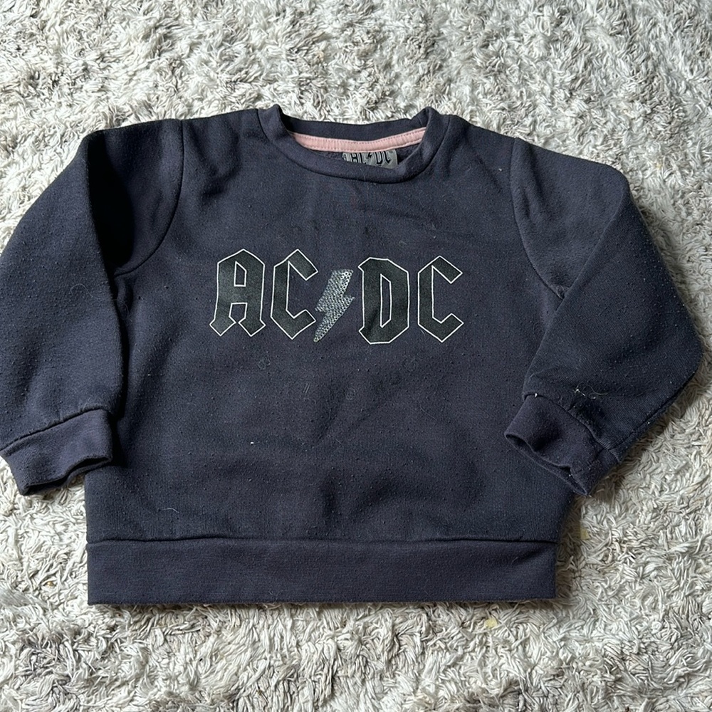 2T AC⚡️DC 2022 gray sweatshirt with silver sequins, boy or girl